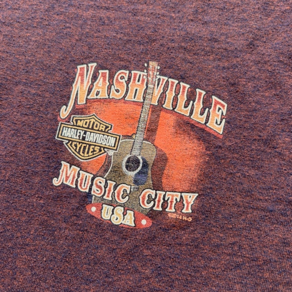 Harley Davidson Nashville Music City T-Shirt Mens XL Boswells Honky Tonk Maroon - Picture 3 of 8